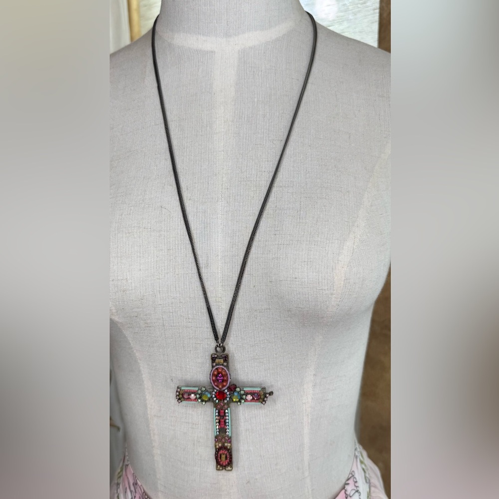 Bohemian Pink Crystal Pendant Necklace